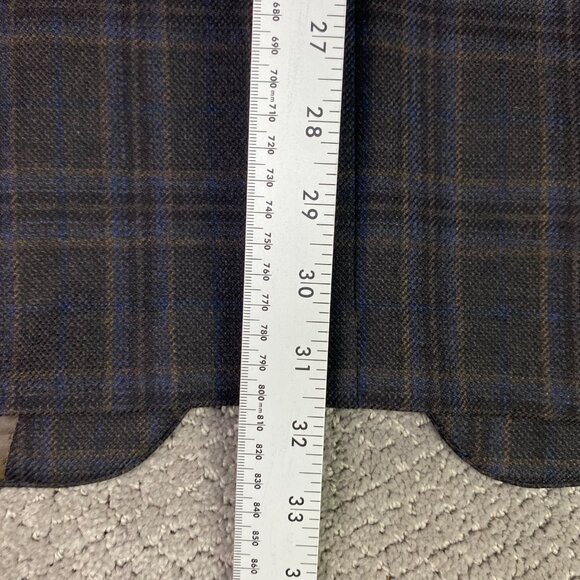 Lauren Ralph Lauren Wool Blazer Sport Coat Men's 44L Brown Blue Windowpane Plaid - Picture 15 of 15